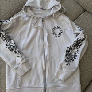 White Graphic Hoodie Jacket